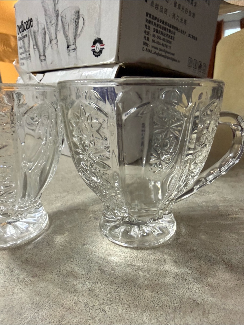 Diamonds Delicate Pressed Glass Tea Coffee Cups Set of 12 Crystal Look